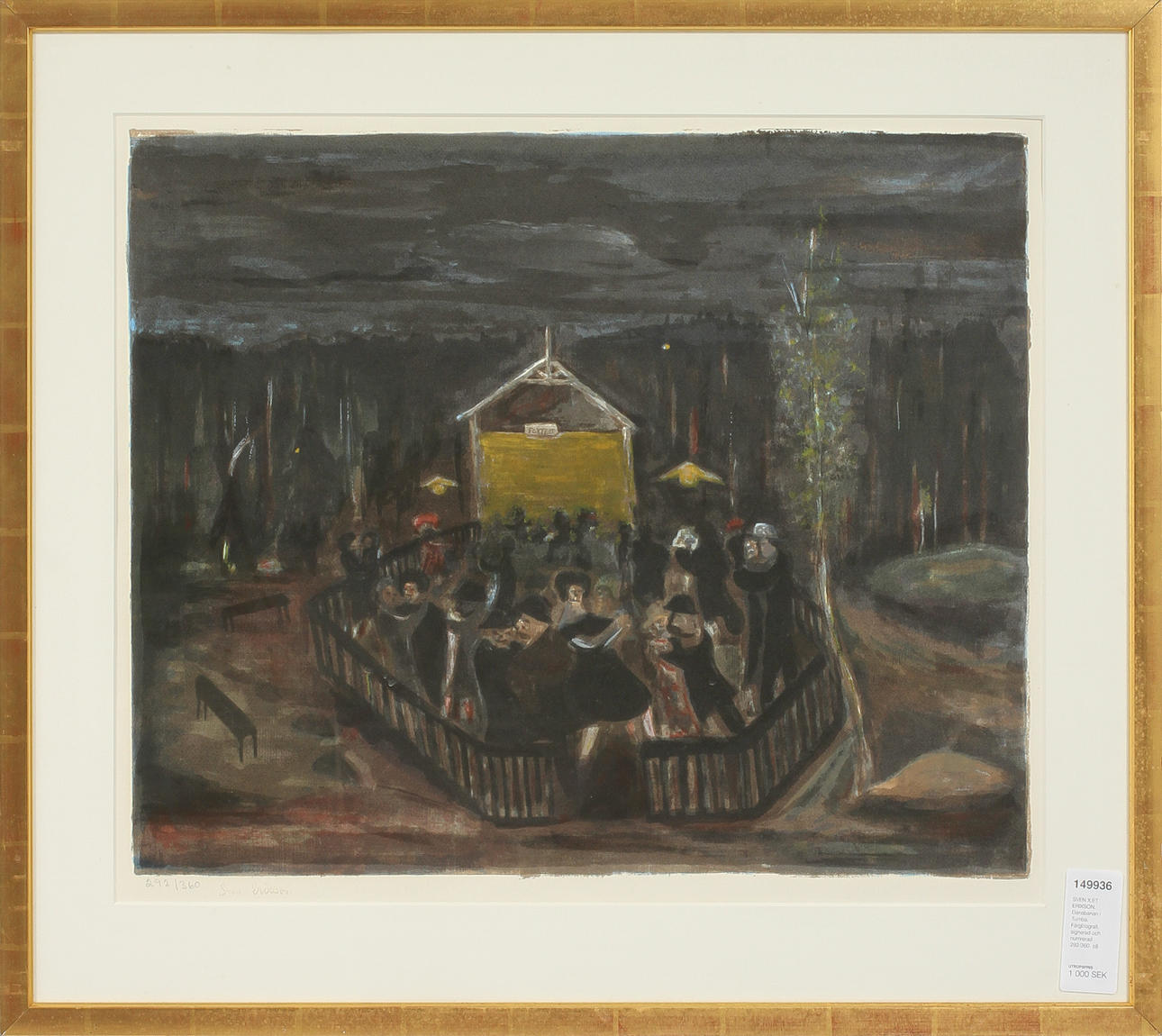 SVEN X:ET ERIXSON. Dansbanan i Tumba. Färglitografi, signerad och numrerad 292/360.