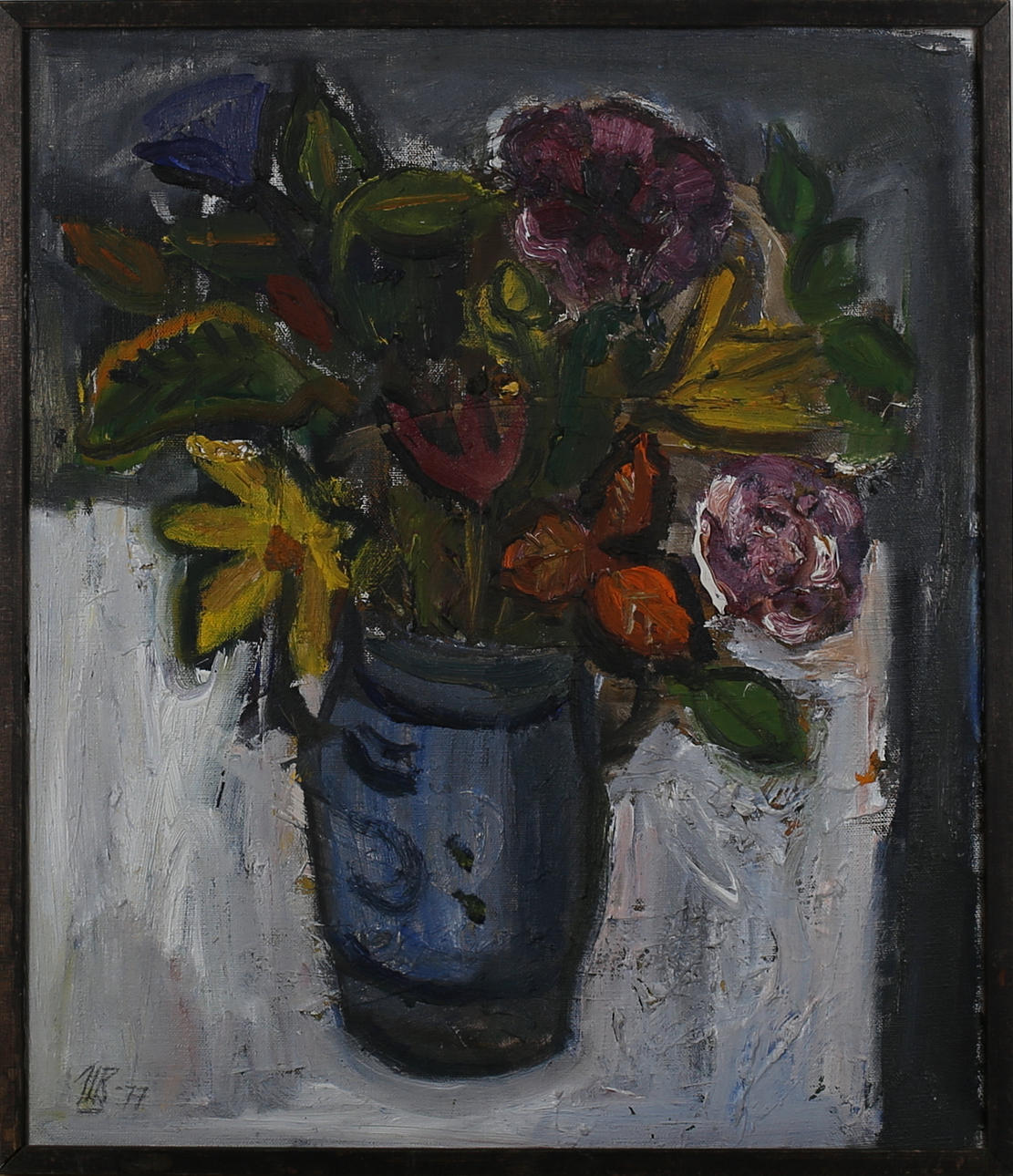 ULLA BORGSTRÖM. Höstbukett. Olja på duk. Signerad UB och daterad -77.