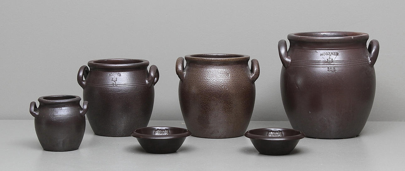 KRUKOR och SKÅLAR, 6 delar, keramik, Höganäs.