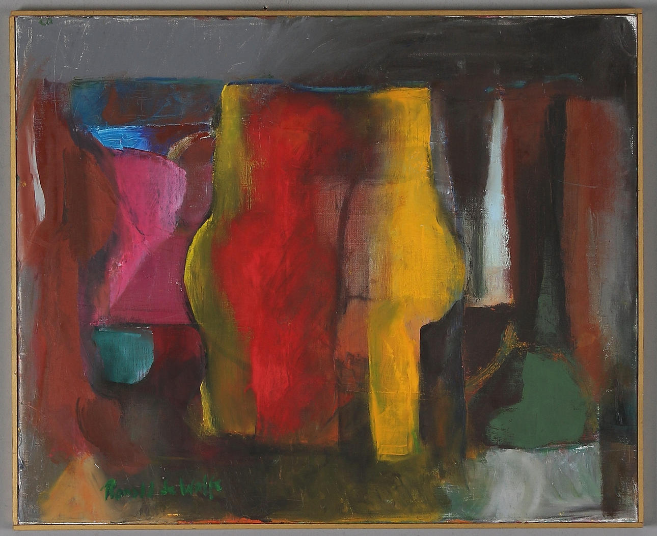 RONALD DE WOLF. Abstract composition, oil on canvas, signed.