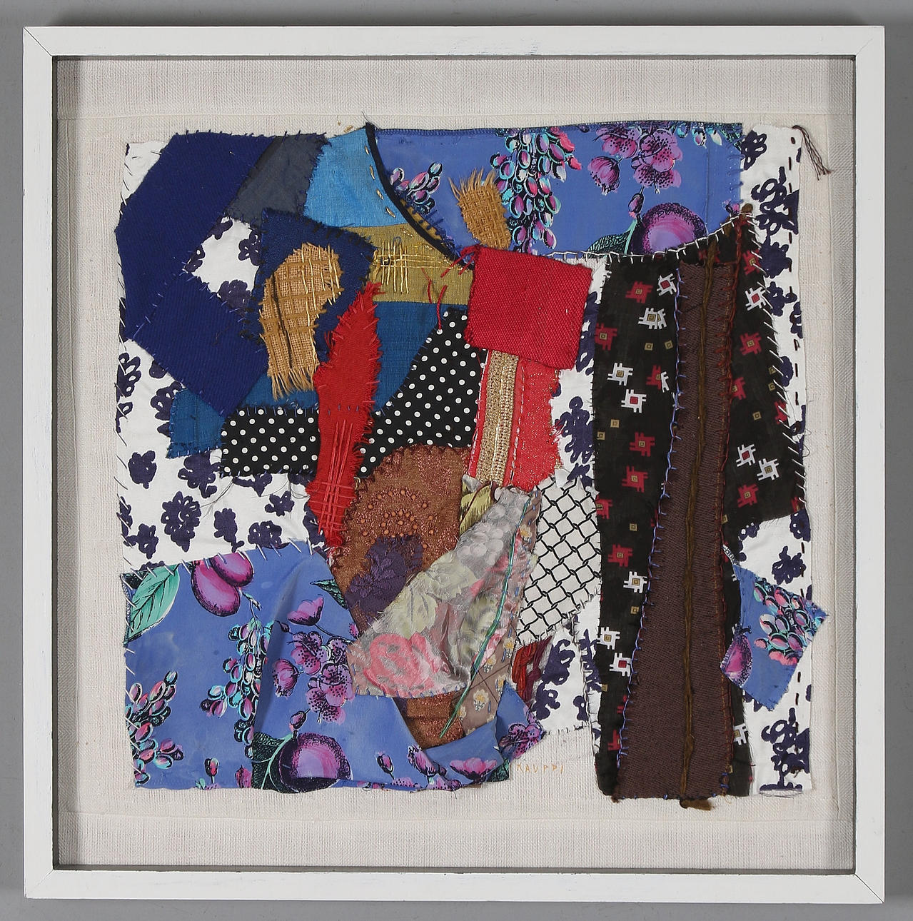 STEN KAUPPI. Atelier Vanja, Nähapplikation und Stickerei, signiert.