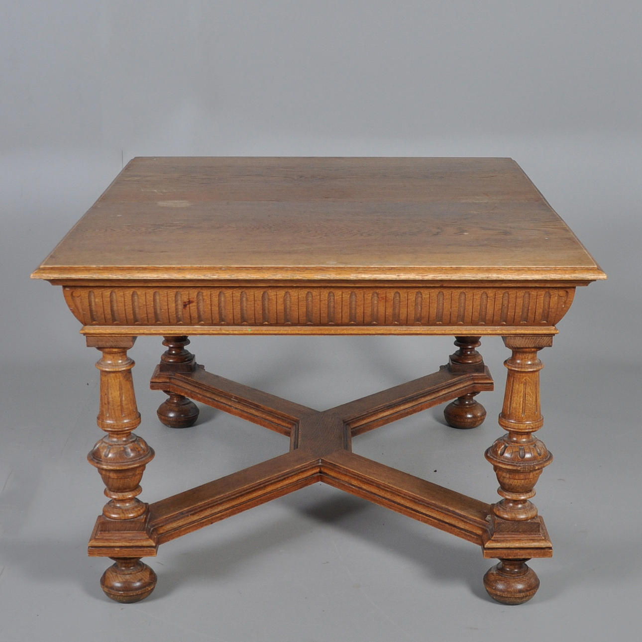 DINING TABLE, early 1900 EK, WITH SK DUTCH PULL-OUT PANELS.