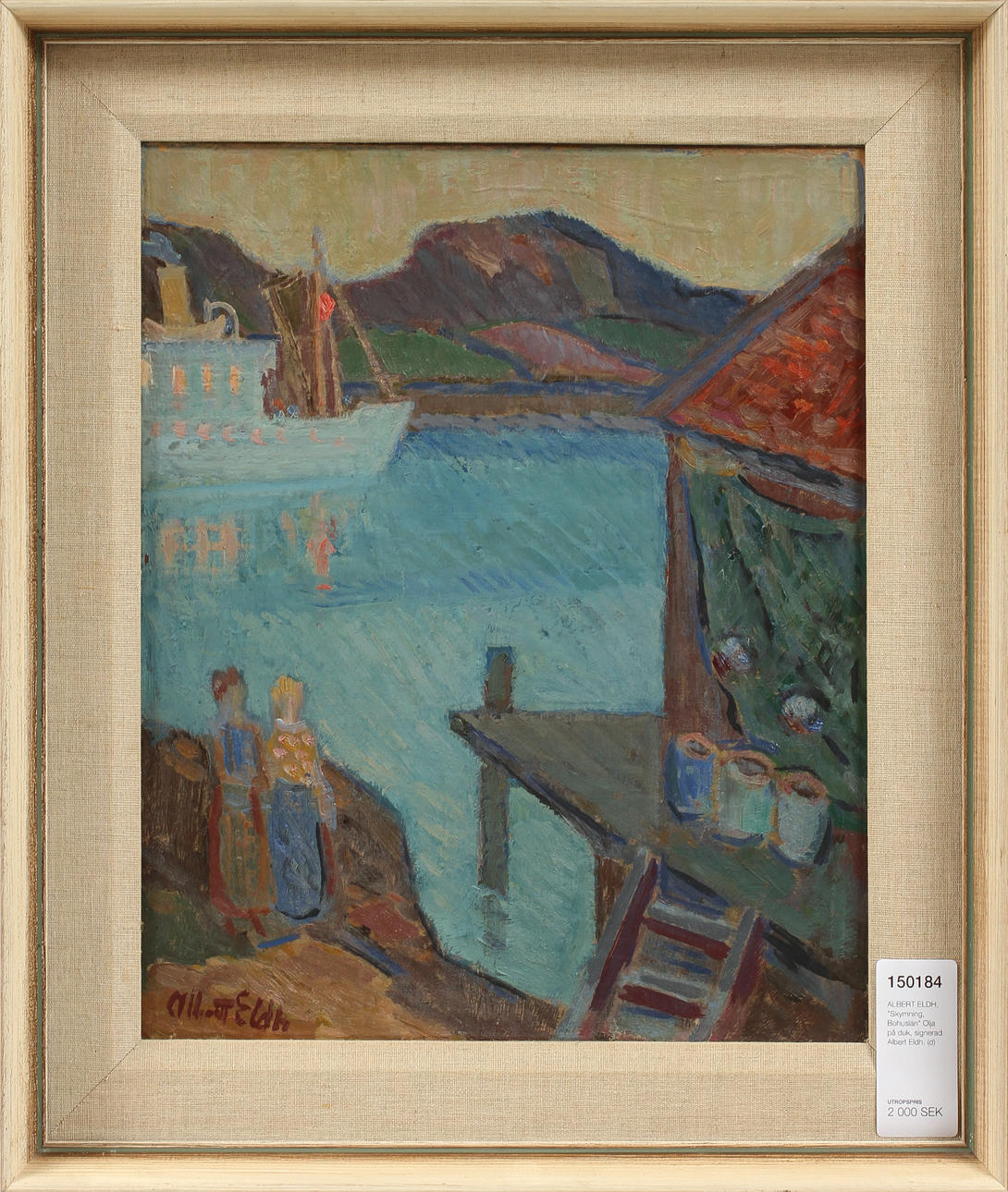 ALBERT ELDH. "Skymning, Bohuslän" Olja på duk, signerad Albert Eldh.