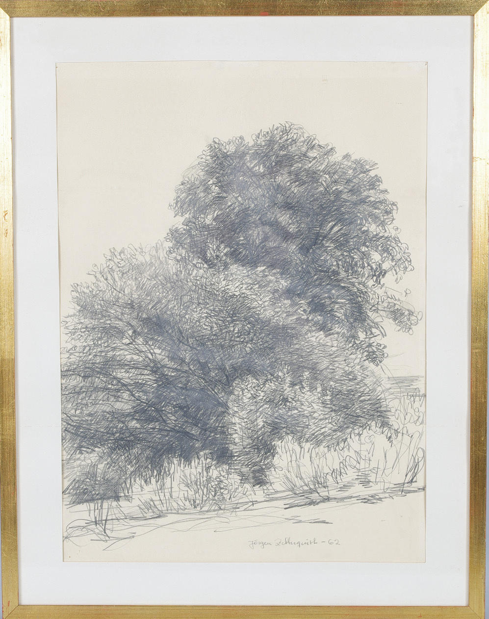 JÖRGEN ZETTERQVIST. Träd, teckning, signerad Jörgen Zetterqvist-62.