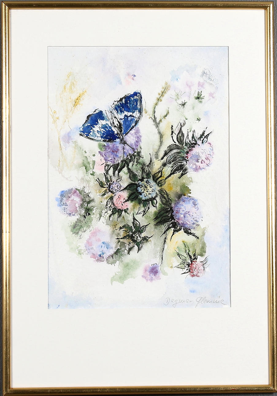 DAGMAR GLEMME. Akvarell, signerad.