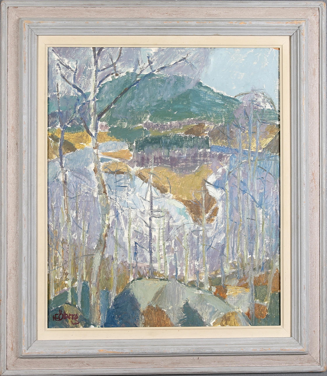 HANS-ERIK ÖBERG. Olja på pannå, signerad.