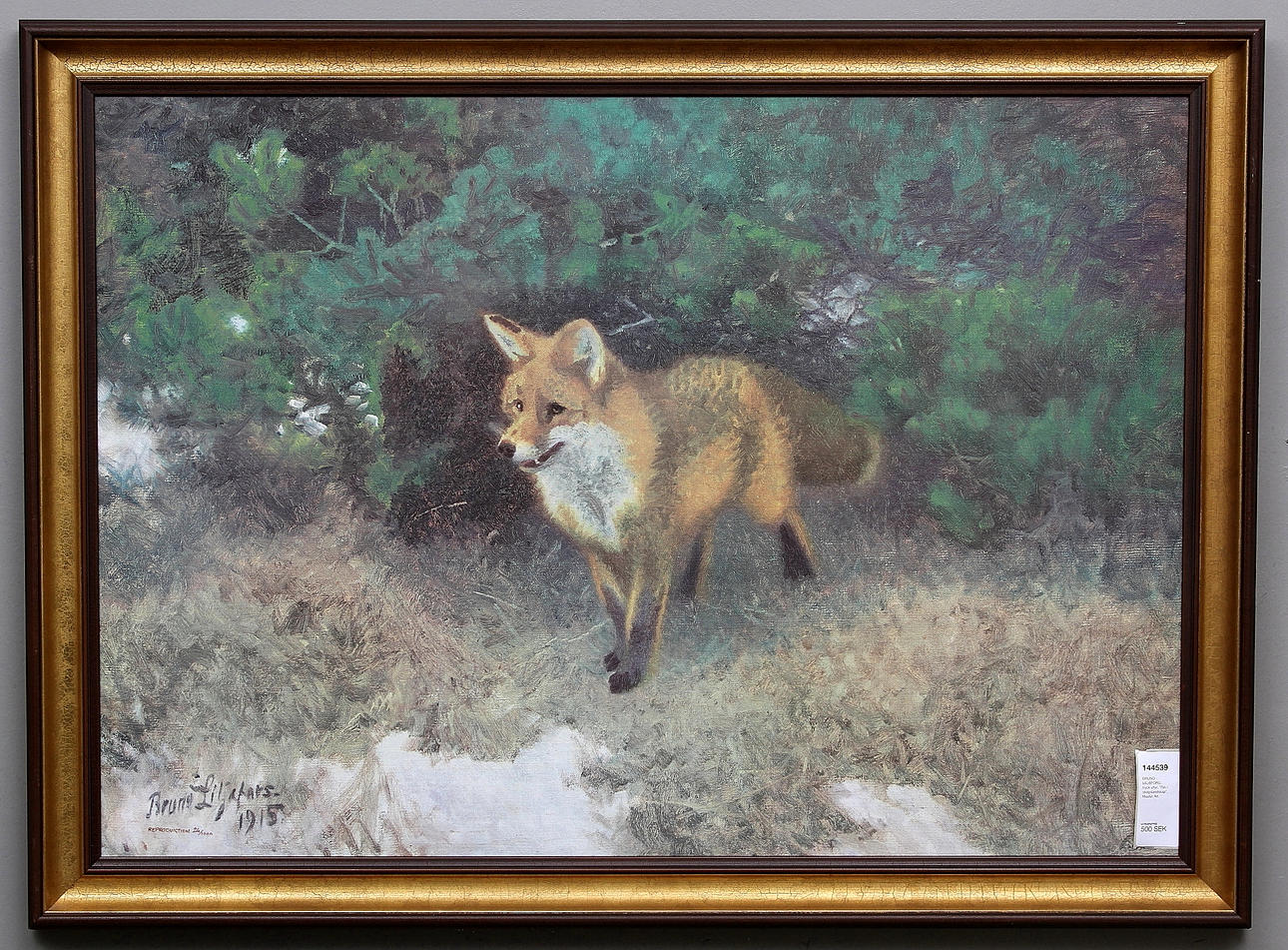 BRUNO LILJEFORS, tryck efter, "Räv i skogslandskap", Master Art.