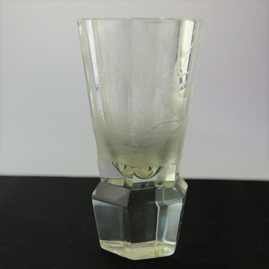 BÖHMISCHER BIEDERMEIER BECHER ANTIK.