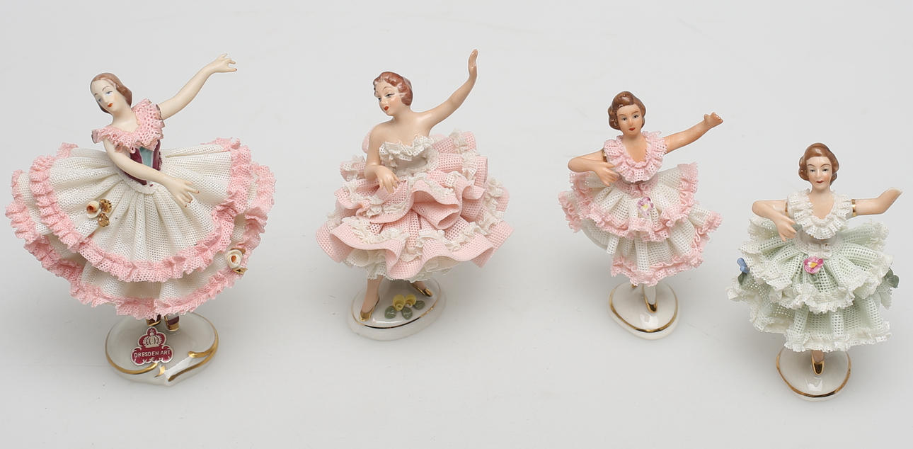 SPITZENFIGUREN 4 Stück, Porzellan, N Dresden.