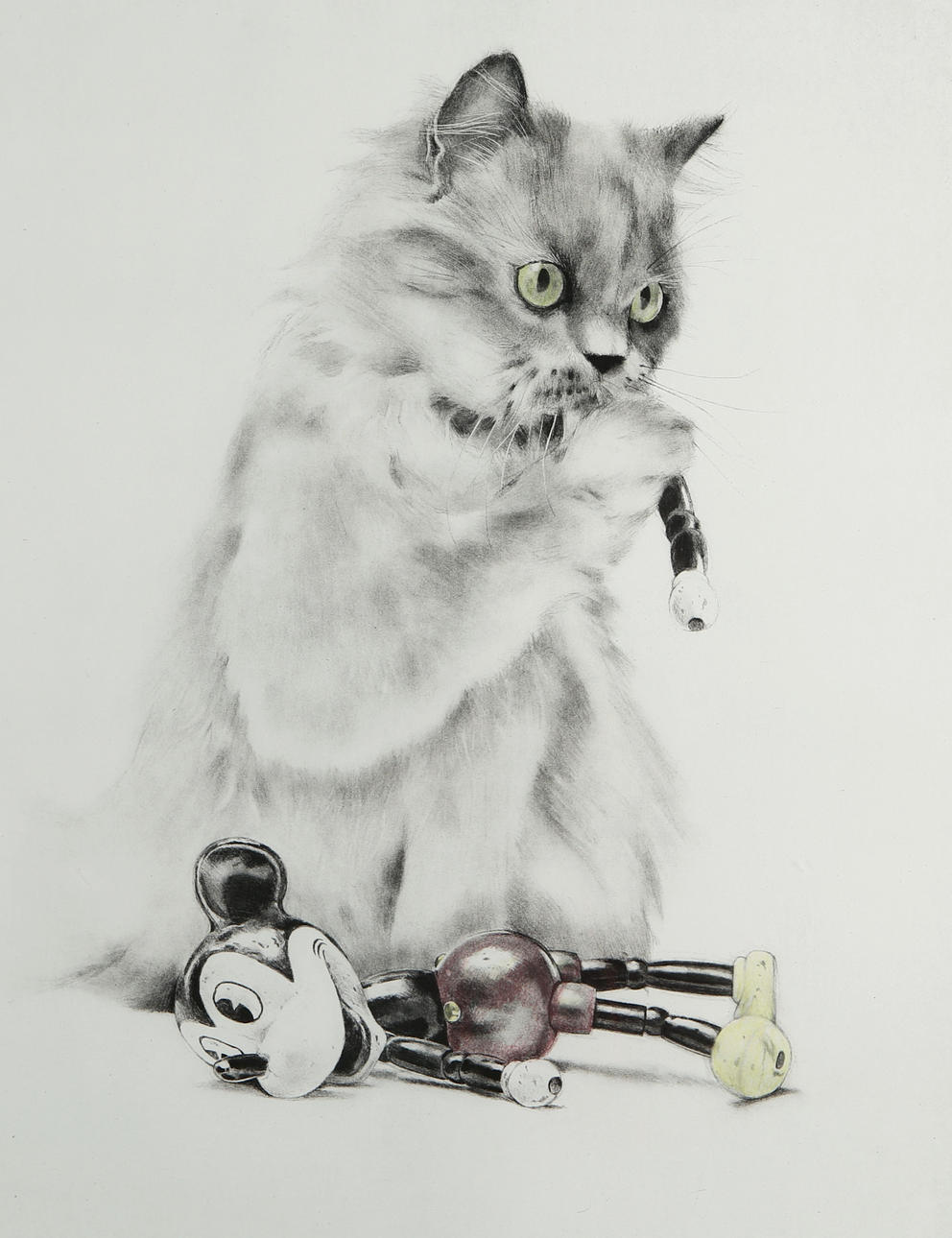 LASSE ÅBERG. Lithography, Cat and Mickey Mouse, EA print, signed.