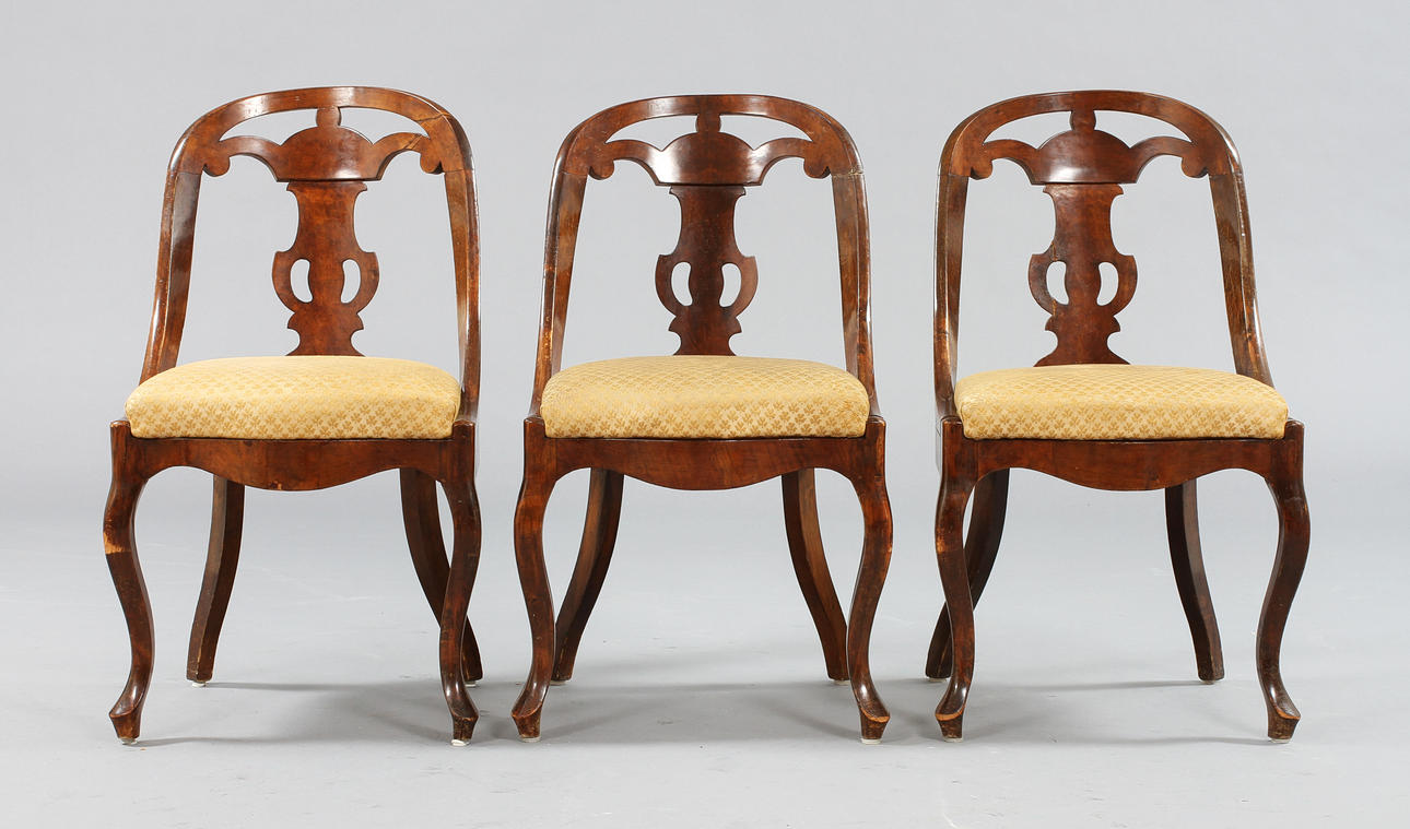 GÖTEBORGSSTOLAR, 3 st, Lindome, 1800-tal.