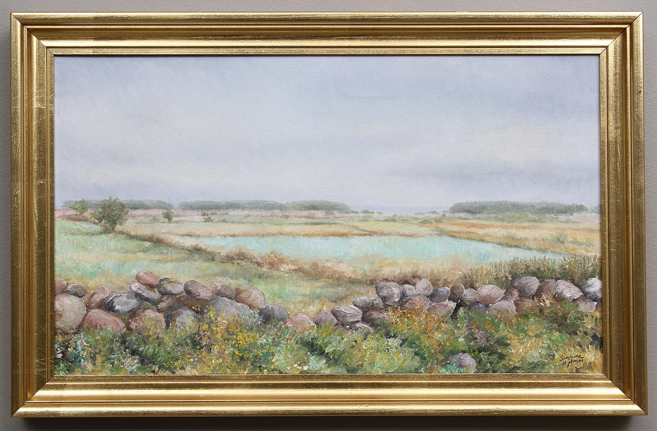 SUSANNE NYHOLM. ¨"Vid Lerkaka -85". Olja på duk. Signerad.