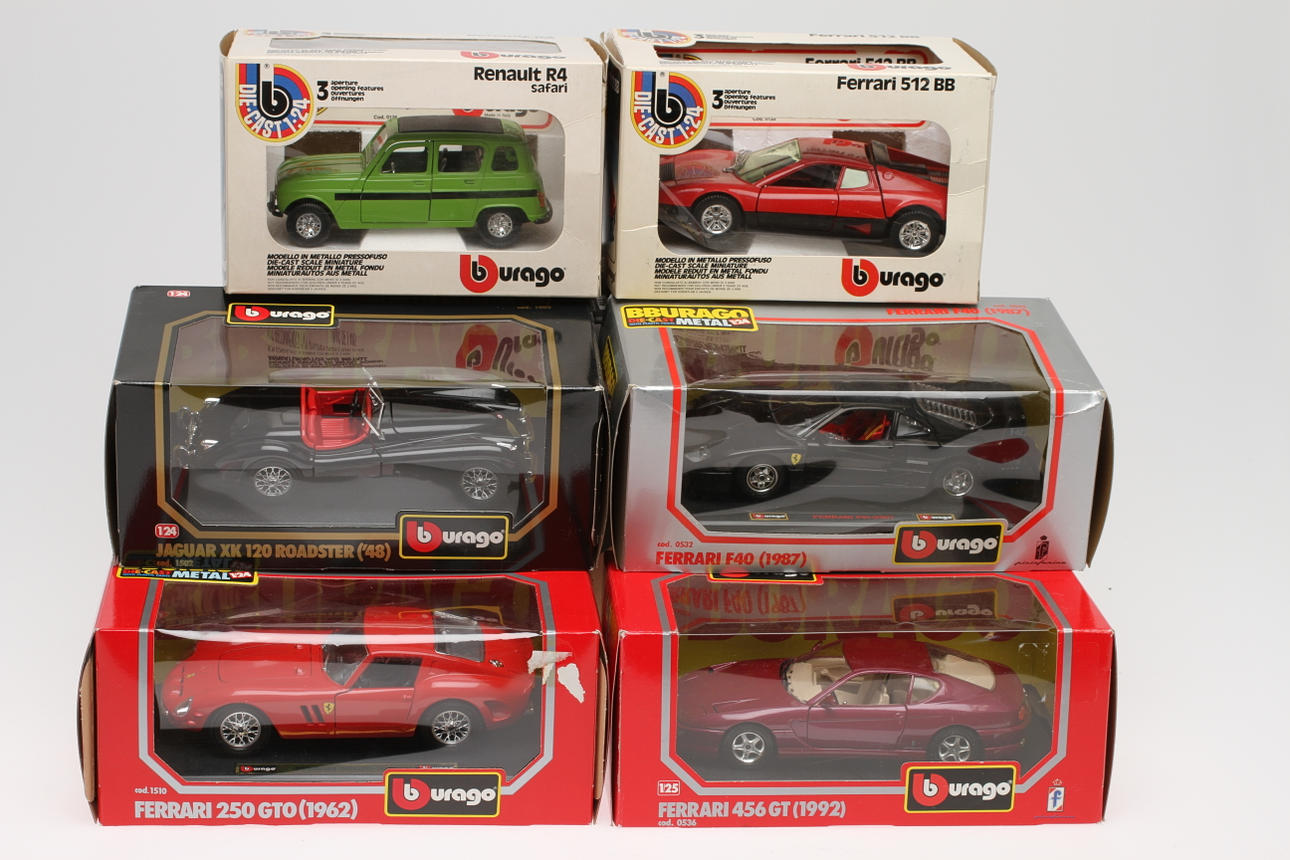 BURAGO 6 BILAR 1:24 1:25 i ORIGINALKARTONGER.