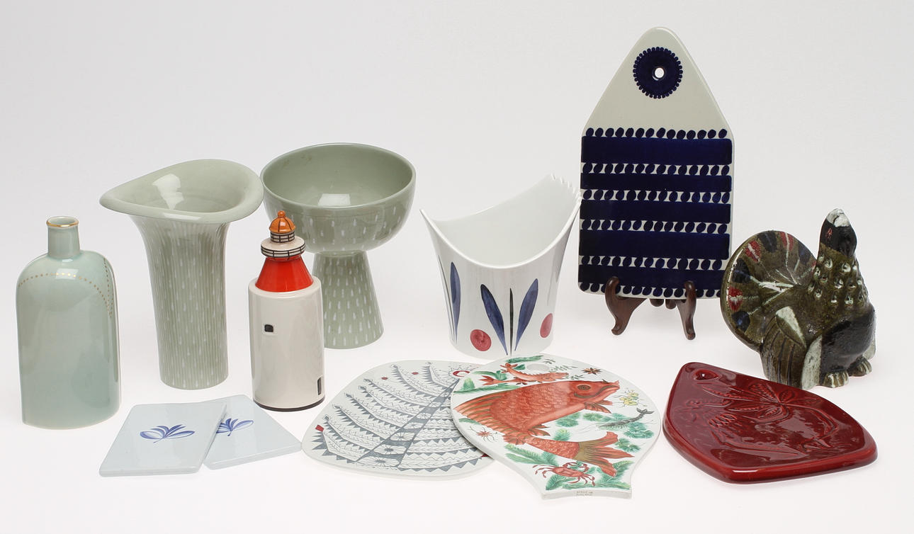 PARTI KERAMIK/PORSLIN, 12 delar, bland annat Arthur Percy Gefle, Rörstrand och Gustavsberg.