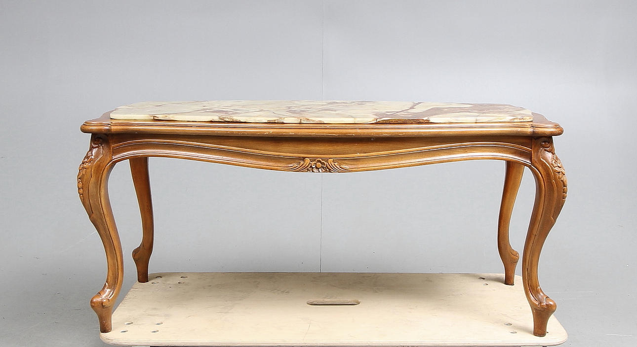 SOFFBORD med stenskiva, rokokostil, 1900-tal.