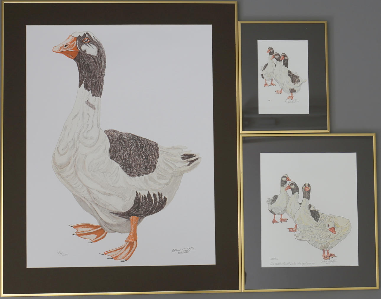 HASSE ANDERSSON. PARTI GRAFIK (3). Gås motiv. Färglitografi. Signerade.