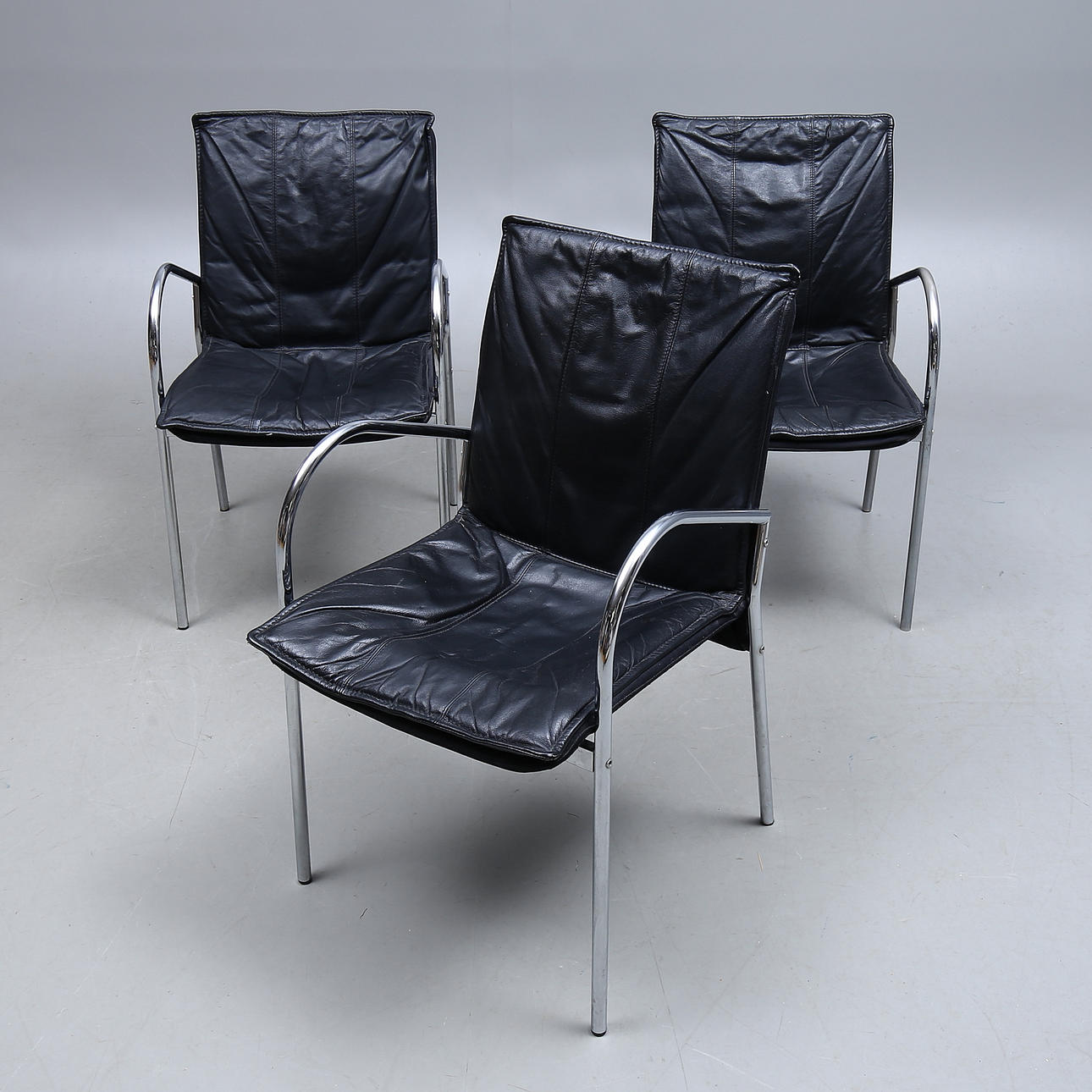 NOJATUOLIT, 3 kpl, nahka- ja teräsputket, 1900-luku.