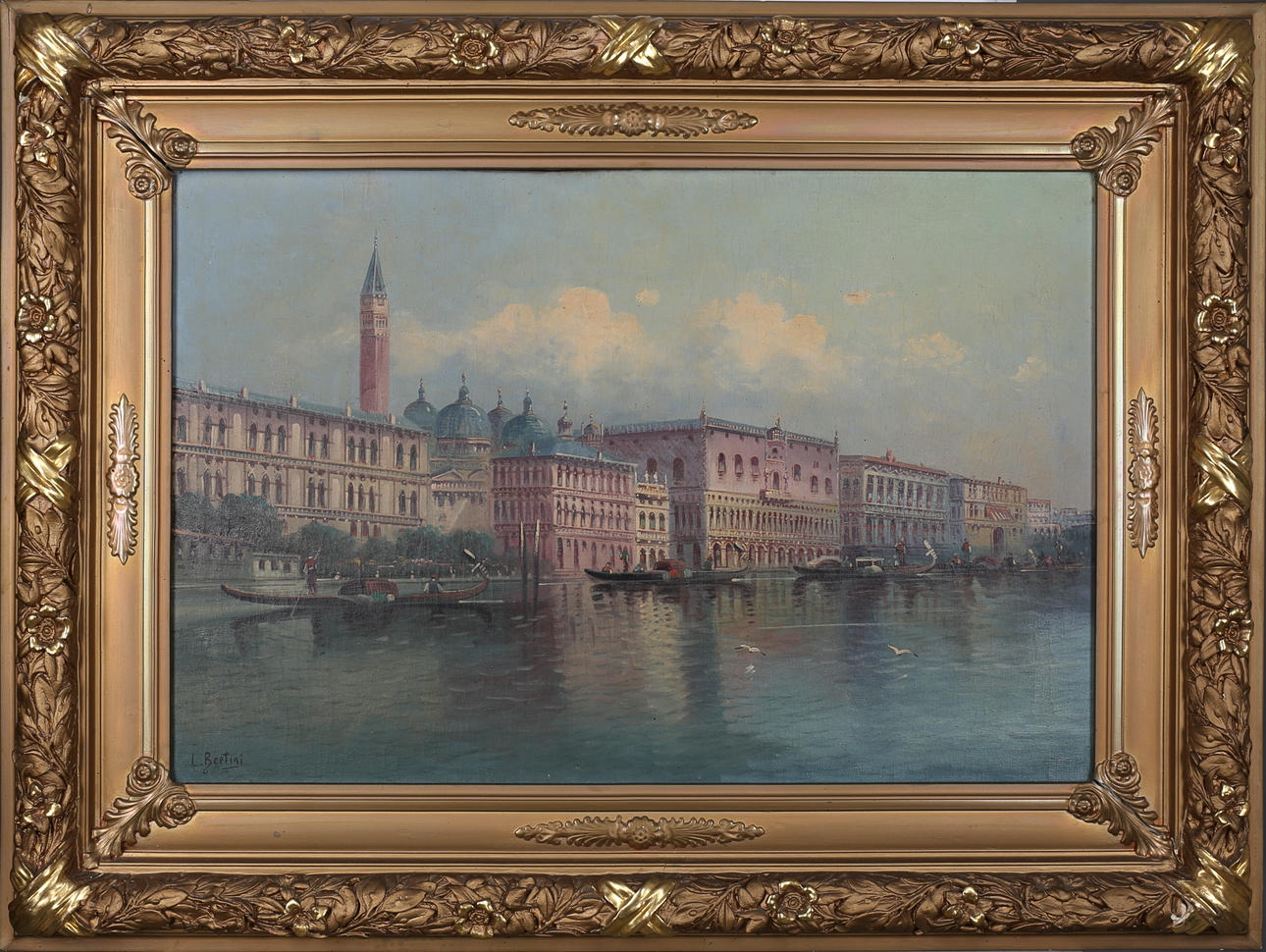 KARL KAUFMANN. (1834-1902). Motiv från Venedig. Olja på duk, signerad L. Bertini.