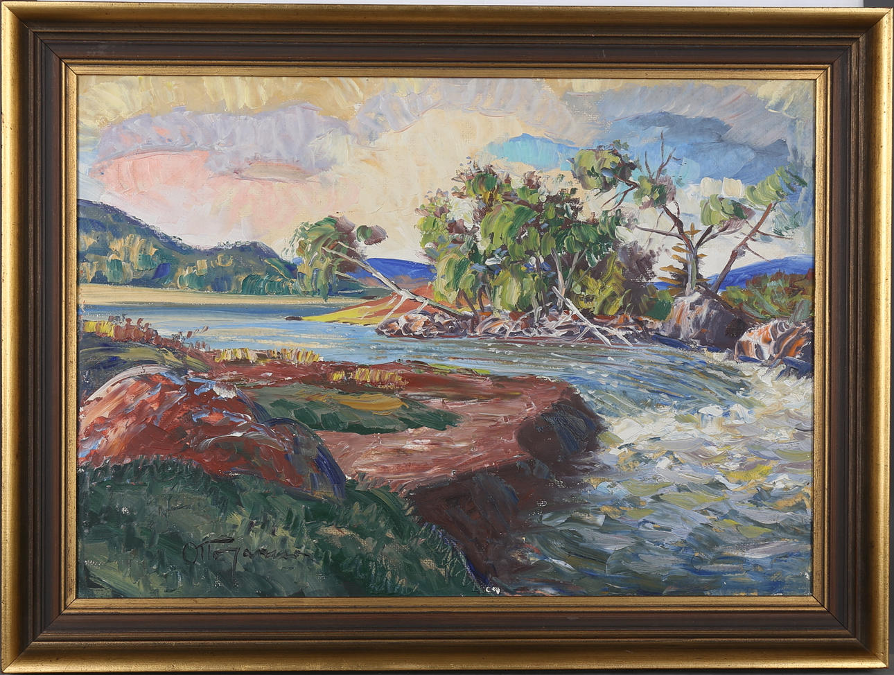 OTTO JANSSON. Landskap. Olja på pannå, signerad.