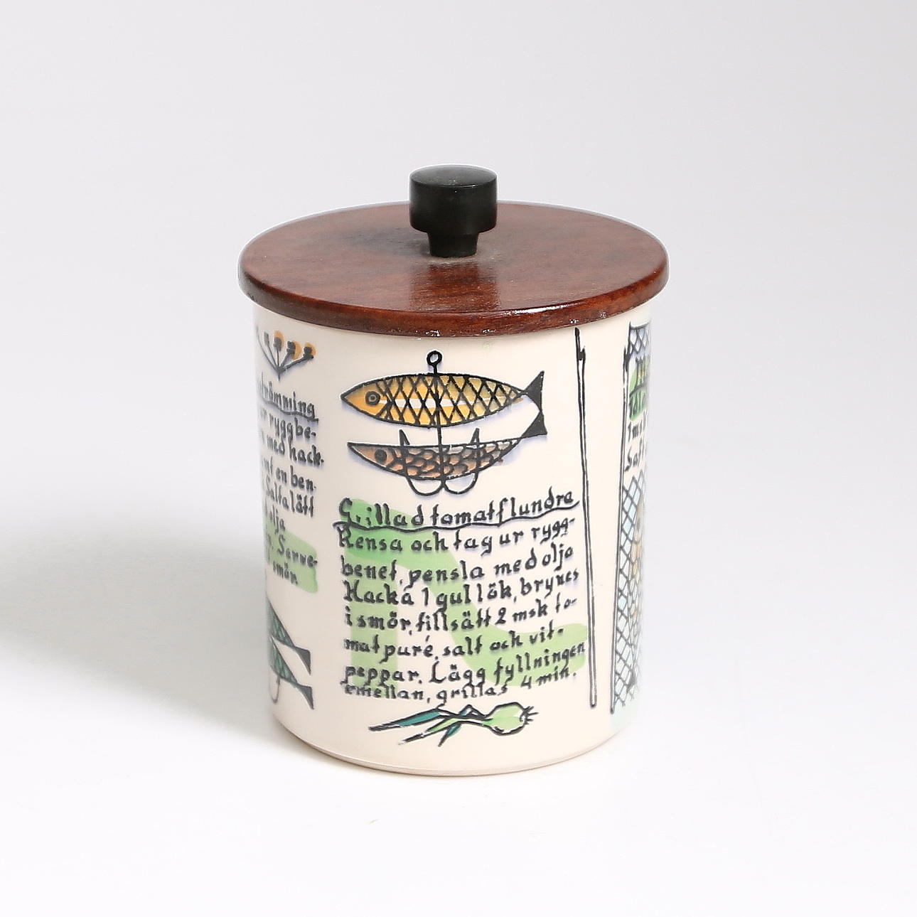 BURK MED LOCK, "Grillat", Gunilla Wide, Deco Hälsingborg. 1960-tal.