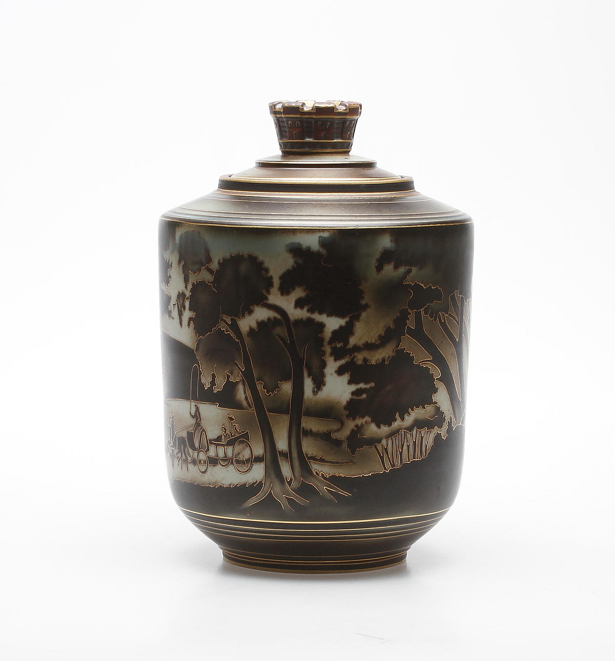 LOCKURNA, stengods, "Flambé", Gunnar Nylund och Oskar Dahl, Rörstrand, signerad.