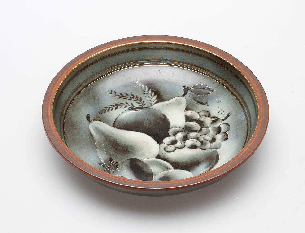 FRUKTFAT, stengods, "Flambé", Gunnar Nylund och Olson, Rörstrand, signerad.