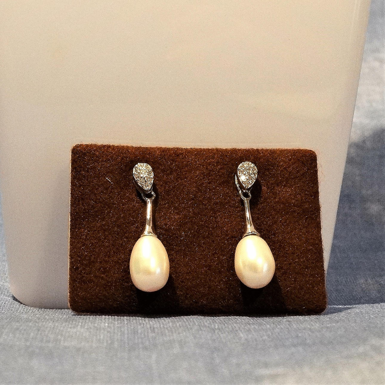 PERLA CULTIVADA PENDIENTES FORMA DE PERLA PLATA 925.