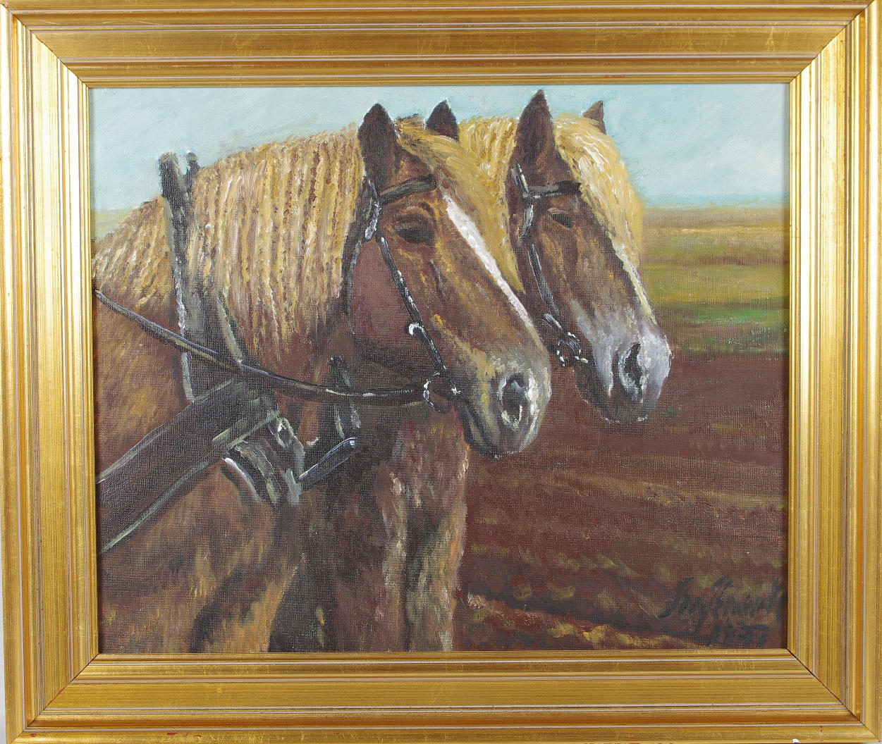 STIG EINARTS. "Rast i arbetet med Jorden", olja på duk, signerad Stig Einarts 1977.