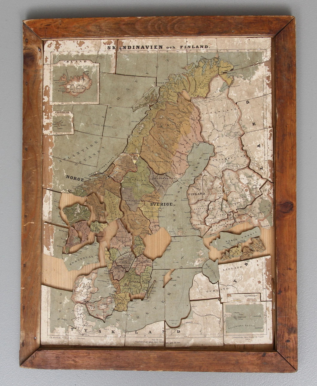 PUSSEL, "Karta öfver Sverige och Norge". Gemla Leksaksfabrik, Daterat 1876.