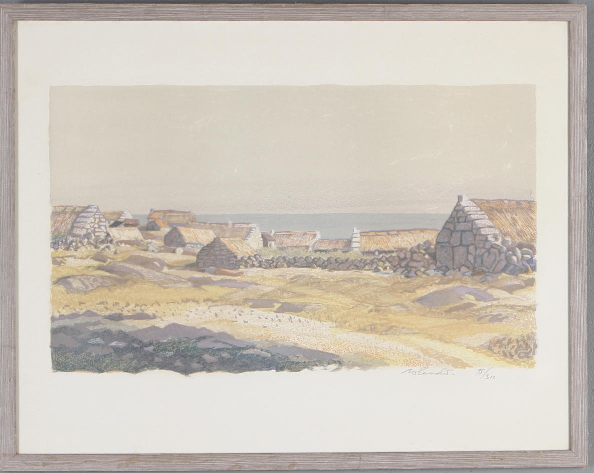 ROLAND SVENSSON. Kustmotiv, färglitografi, signerad samt numrerad 95/300.