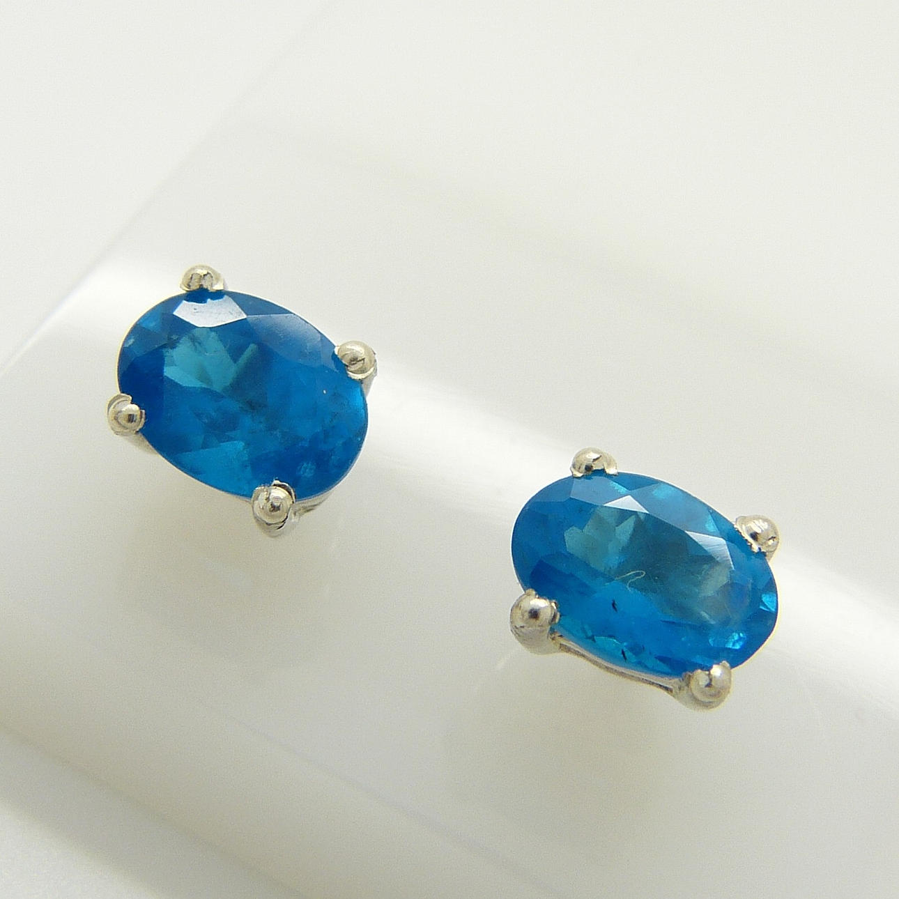 BLUE APATITE STUDS.