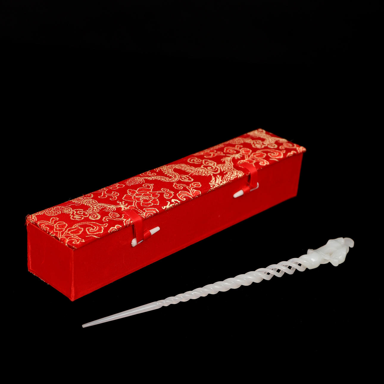 HORQUILLA, jade blanco, China 1900.