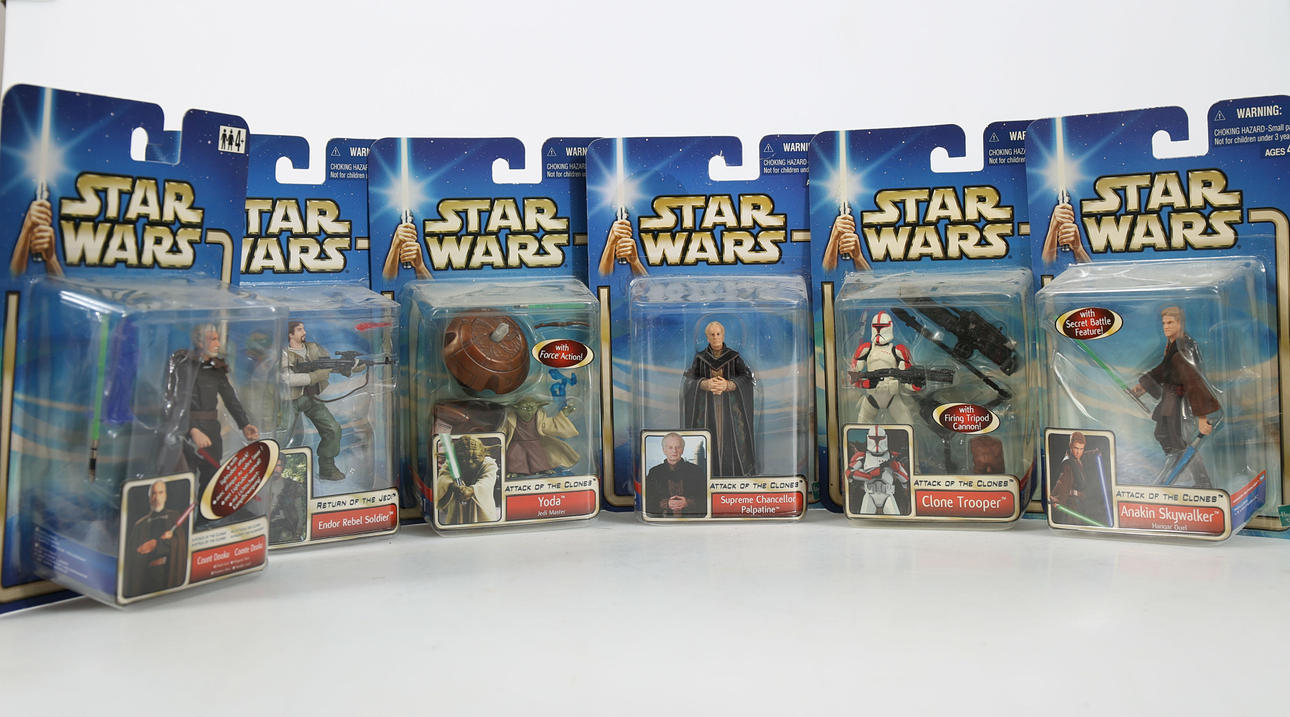 STAR WARS, Figuren, 6 Stück, Hasbro, 2002.