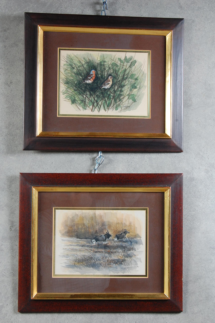 JAN RHODIN. akvarell, 2 st, signerade.