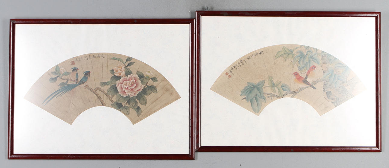 SOLFJÄDRAR, 2 st, inramade, Kina.
