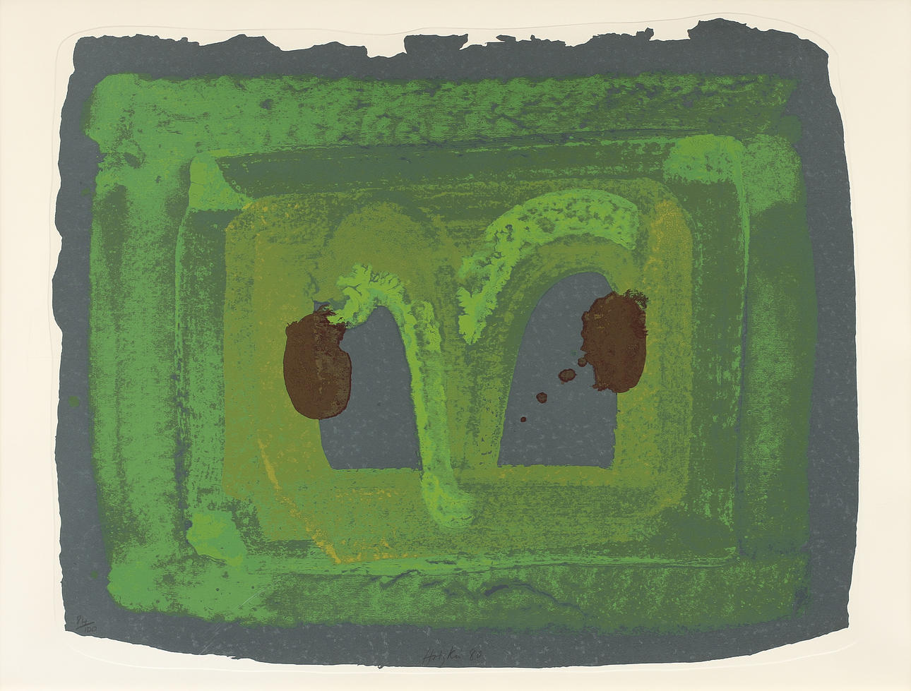 HOWARD HODGKIN (F.1932). "Lotus" 1980. Färgserigrafi med reliefprägling.