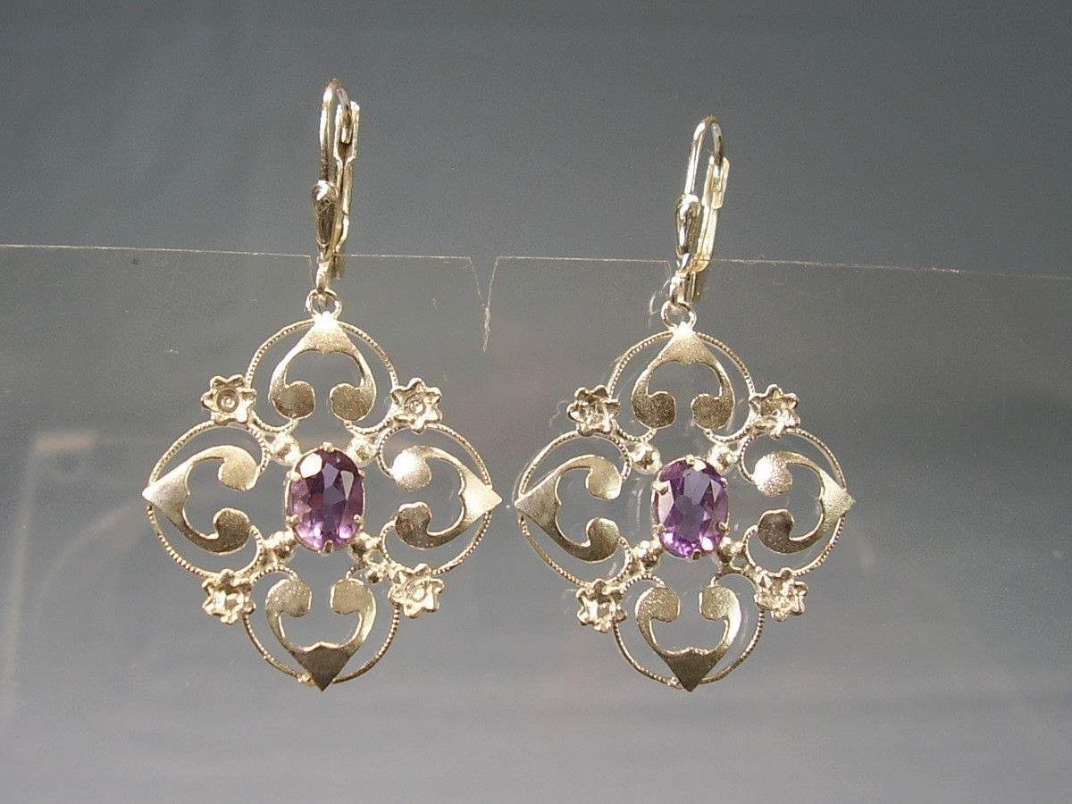 AMETHYST OHRRINGE SILBER 935 ANTIK.