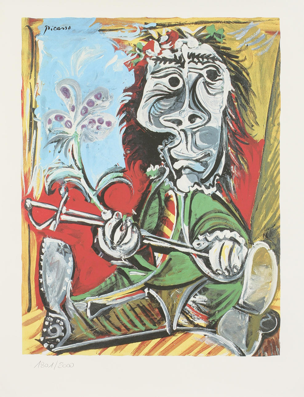 PABLO PICASSO (1881-1973). efter, litografi, numr 1801/2000, tryckt på Arche papper.