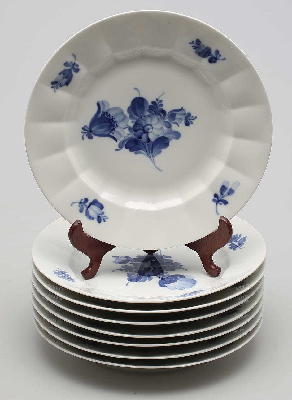 MATTALLRIKAR, 8 st, Blå blomst, Royal Copenhagen, Denmark.