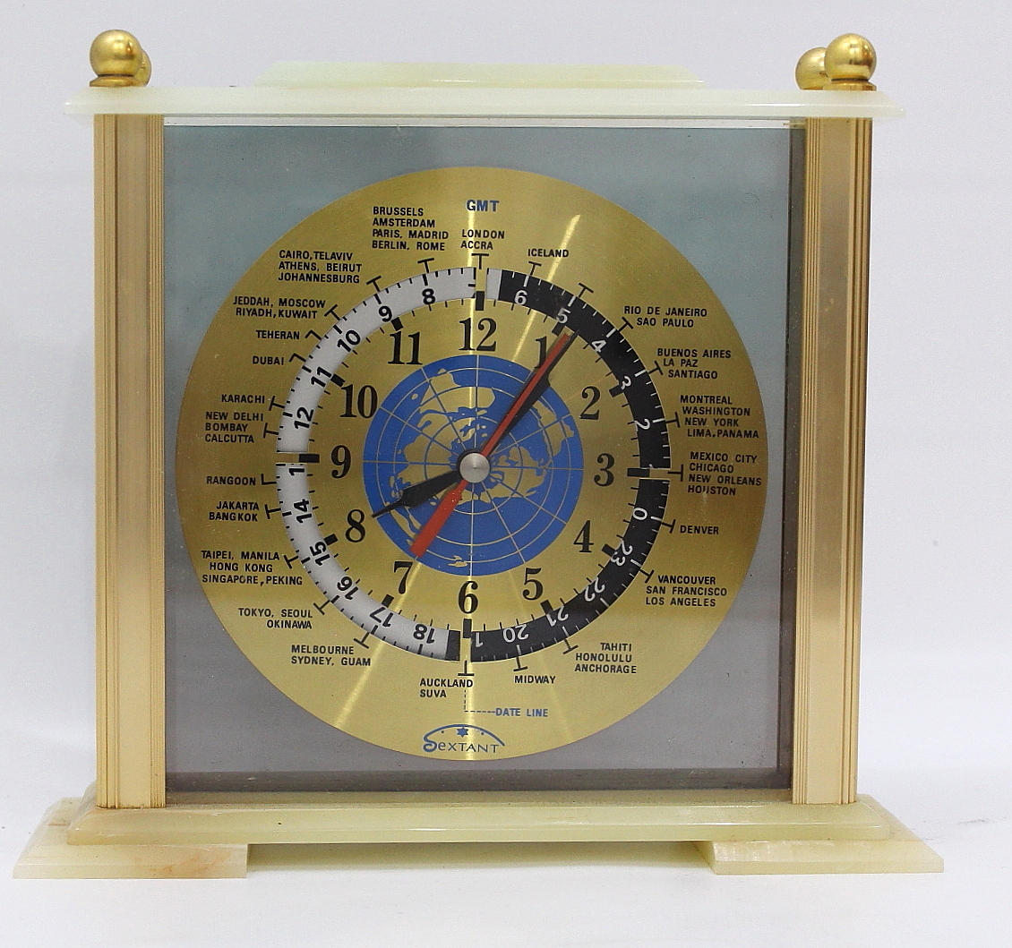 WORLD CLOCK in plastic sextant.