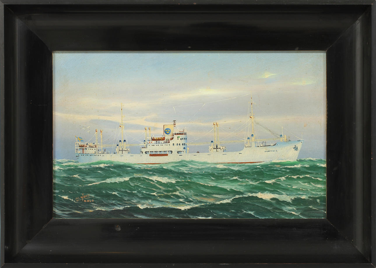 OKÄND KONSTNÄR. Olja på pannå, signerad M Lang ?, Oslo.