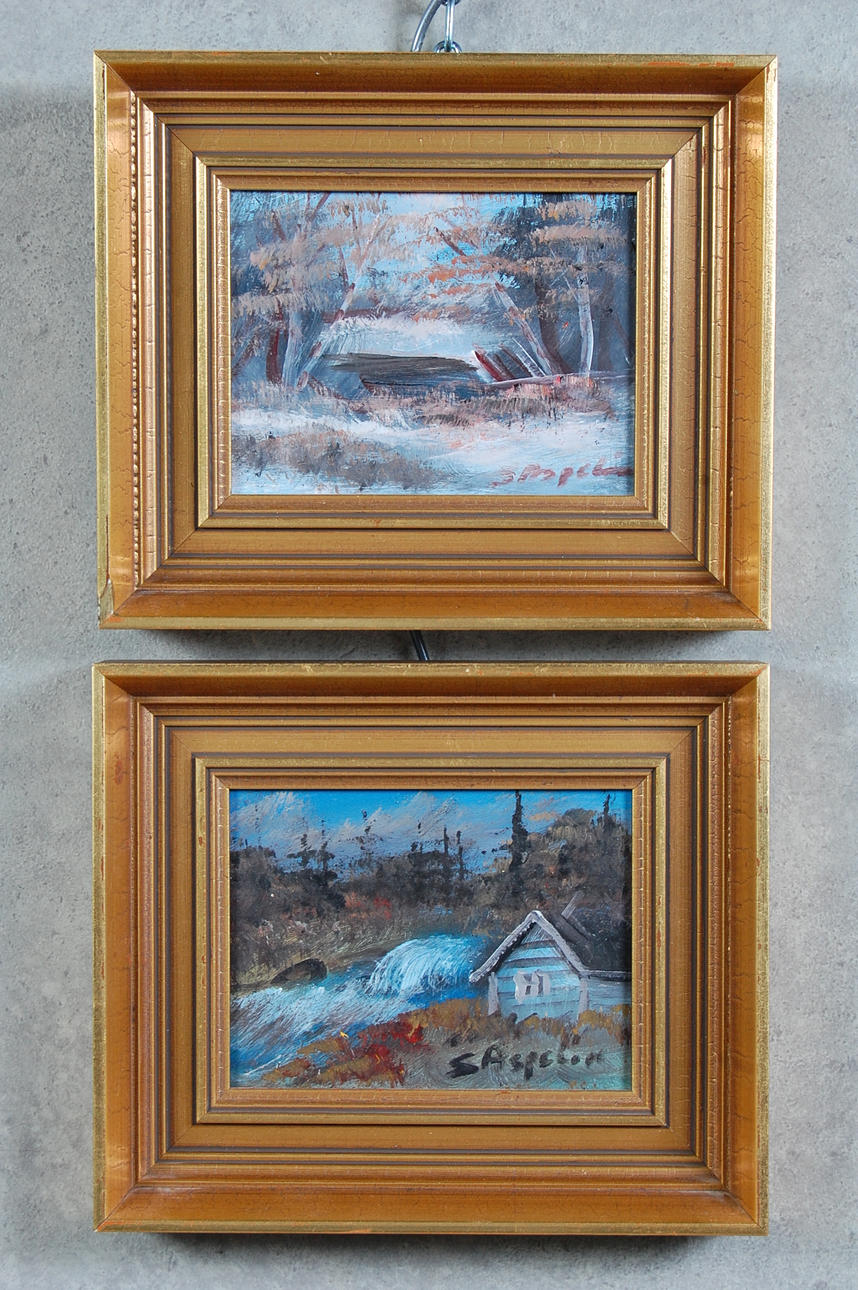 STIG ASPELIN. olja på panå, 2 st, Signerade.