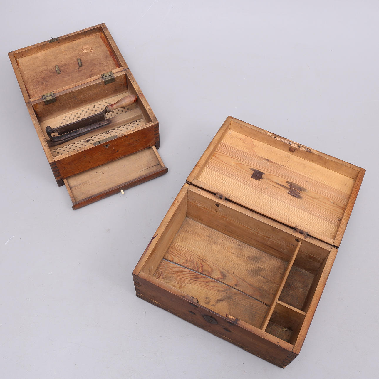 SOCKERTOPPSLÅDA, SKRIN, 2 delar, trä, allmoge.