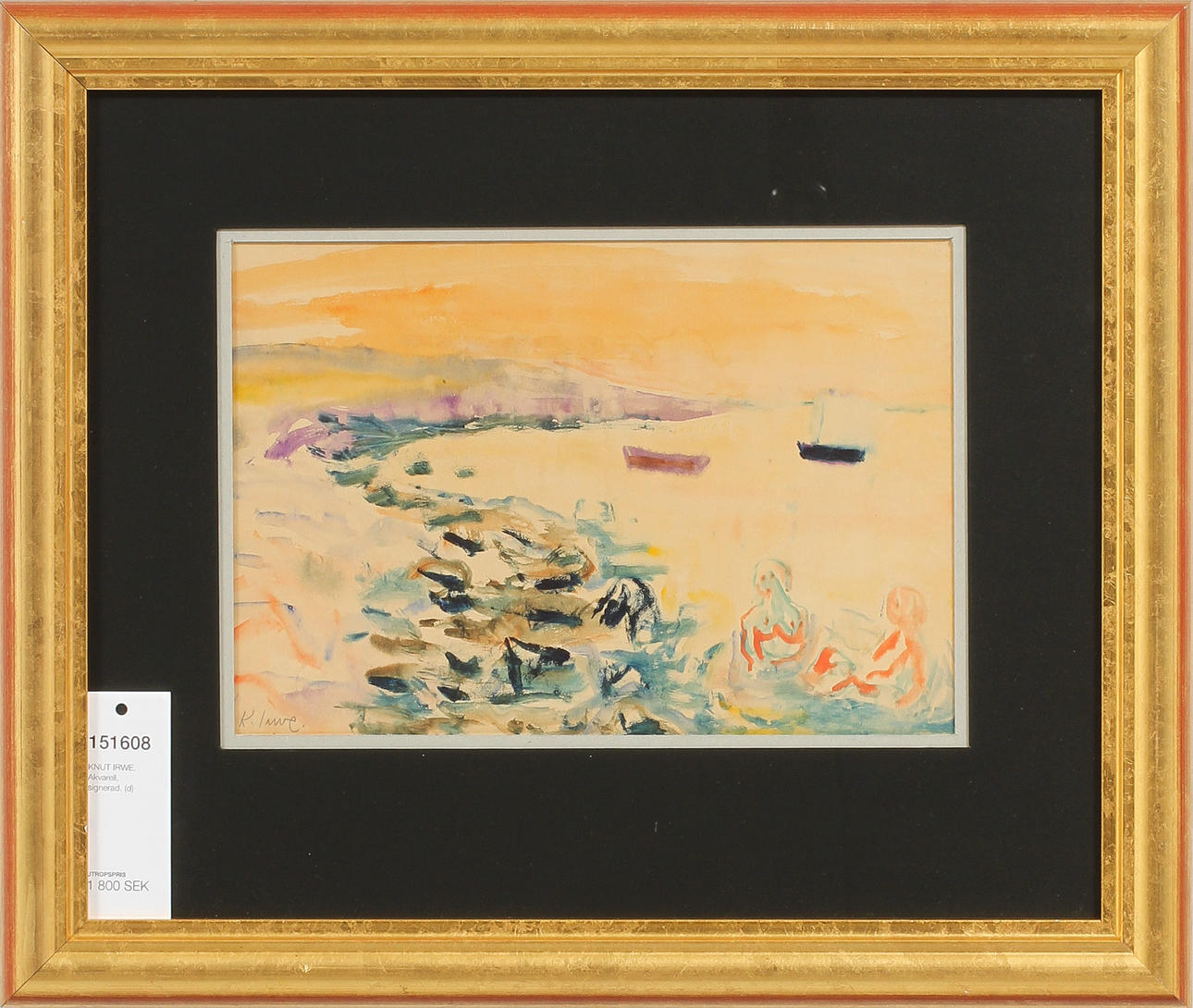 KNUT IRWE. Akvarell, signerad.