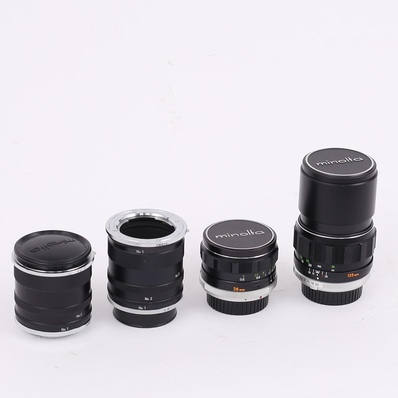 OBJEKTIV & MELLANRINGAR, 4 st. Minolta.