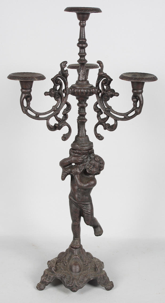 KANDELABER, gjutjärn, rokokostil, samtida.