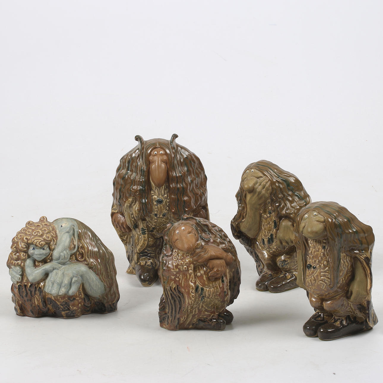 TROLL, 5 st, keramik, efter John Bauer, Rosa Ljung.