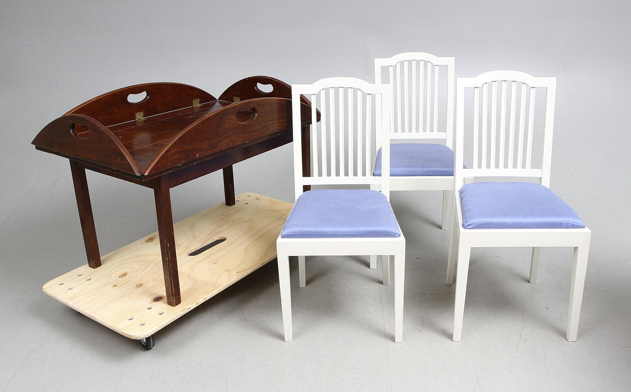 STOLAR, 3 st, Carl Larsson stil, samt, BUTLERS TRAY.