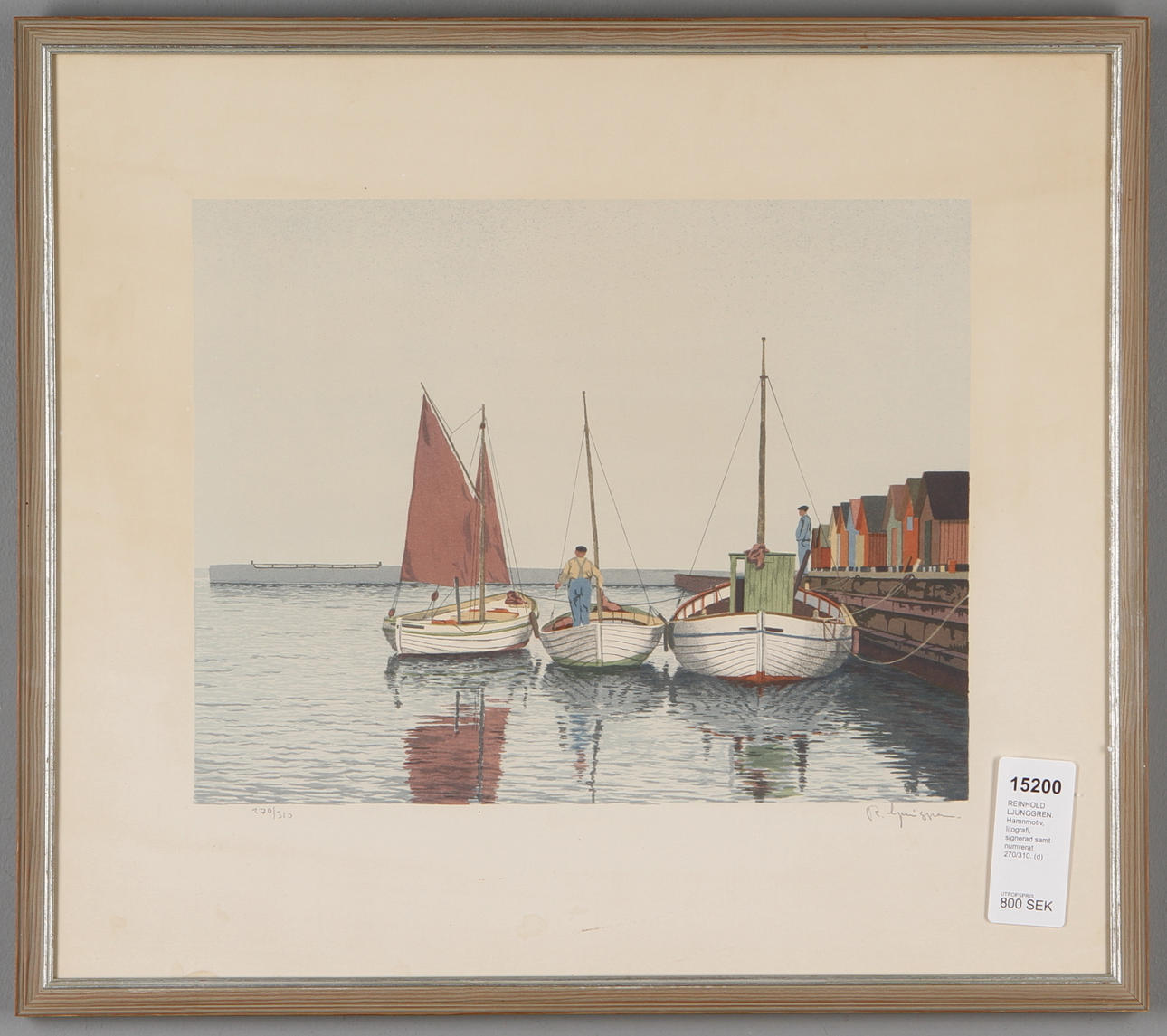REINHOLD LJUNGGREN. Hamnmotiv, litografi, signerad samt numrerat 270/310.