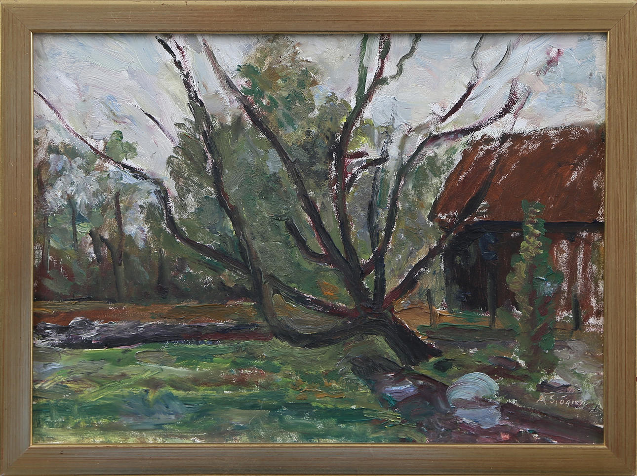 ALEX SJÖGREN. OIL on Board, signed, 1900s.